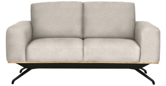 2-SITZER-SOFA in Struktur Creme  - Creme/Schwarz, Design, Holz/Textil (166/85-104/95cm) - Novel