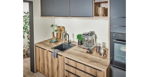 EINBAUKÜCHE   - Graphitfarben, Design, Holzwerkstoff - Xora