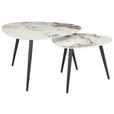 COUCHTISCHSET in Metall, Keramik 84/60/77/55/45,5/40 cm  - Schwarz/Weiß, Basics, Keramik/Metall (84/60/77/55/45,5/40cm) - Xora