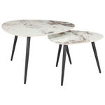 COUCHTISCHSET in Metall, Keramik 84/60/77/55/45,5/40 cm  - Schwarz/Weiß, Basics, Keramik/Metall (84/60/77/55/45,5/40cm) - Xora