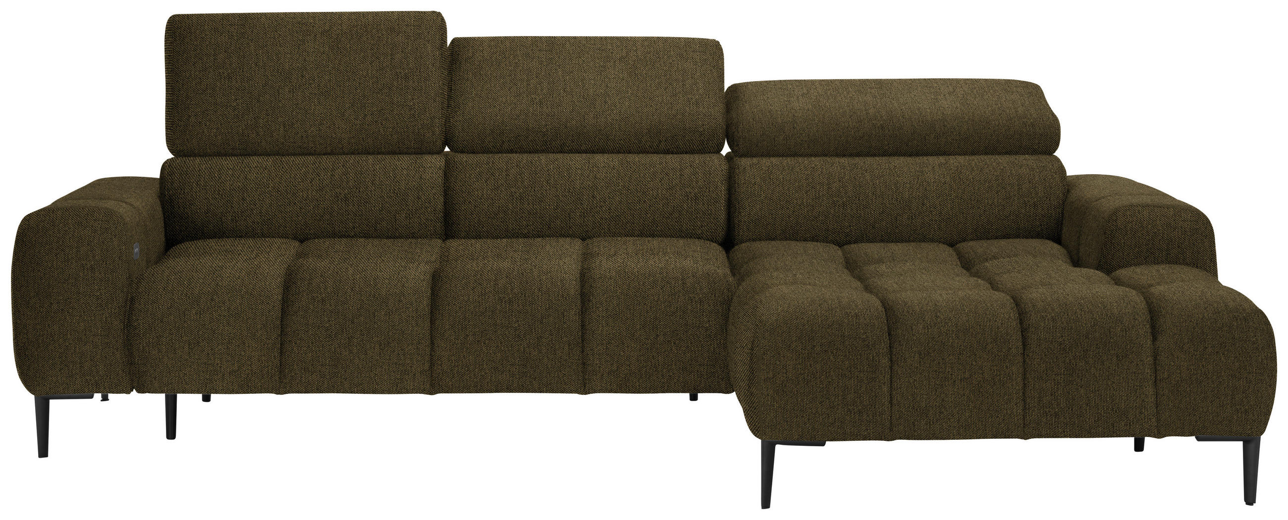 ECKSOFA Olivgrün Webstoff  - Schwarz/Olivgrün, Design, Textil/Metall (270/177cm) - Welnova