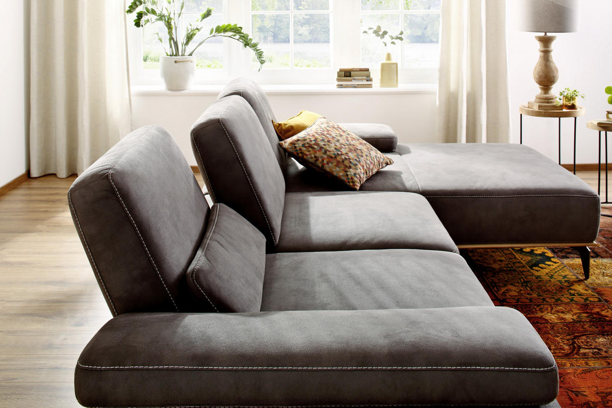 ECKSOFA in Mikrofaser Hellbraun  176/298 cm  - Hellbraun/Beige, Design, Textil/Metall (176/298cm) - Valnatura