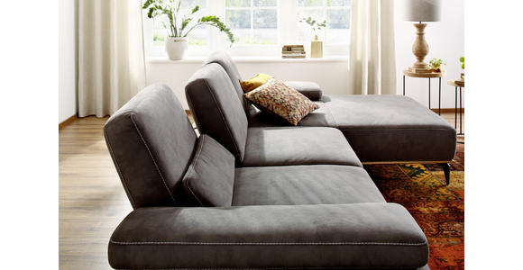 WOHNLANDSCHAFT Braun Flachgewebe - Beige/Braun, Design, Textil/Metall (298/178cm) - Valnatura
