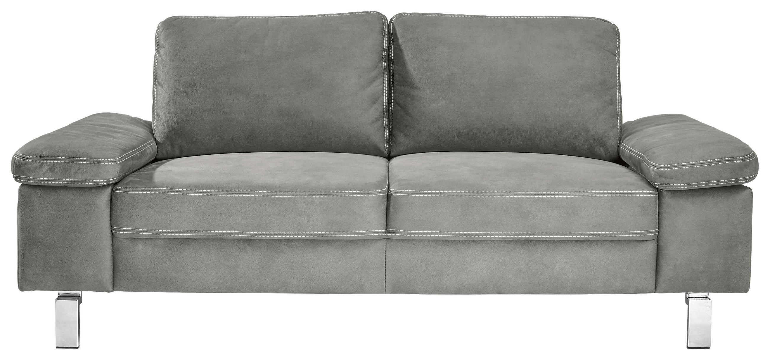 2-SITZER-SOFA  in Mikrofaser Grau   - Chromfarben/Beige, Design, Textil/Metall (194/86/97cm) - Hom`in