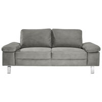 2-SITZER-SOFA  in Mikrofaser Grau   - Chromfarben/Beige, Design, Textil/Metall (194/86/97cm) - Hom`in