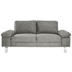 2-SITZER-SOFA  in Mikrofaser Grau   - Chromfarben/Beige, Design, Textil/Metall (194/86/97cm) - Hom`in