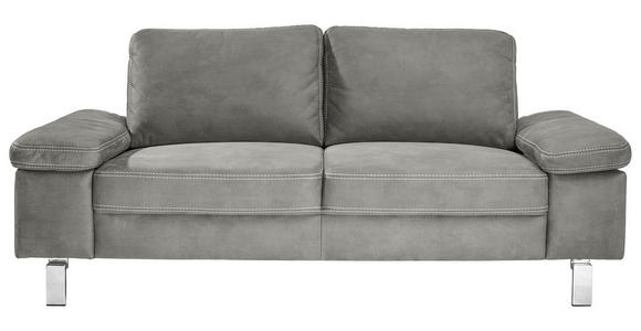 2-SITZER-SOFA Mikrofaser Grau  - Chromfarben/Beige, Design, Textil/Metall (194/86/97cm) - Hom`in