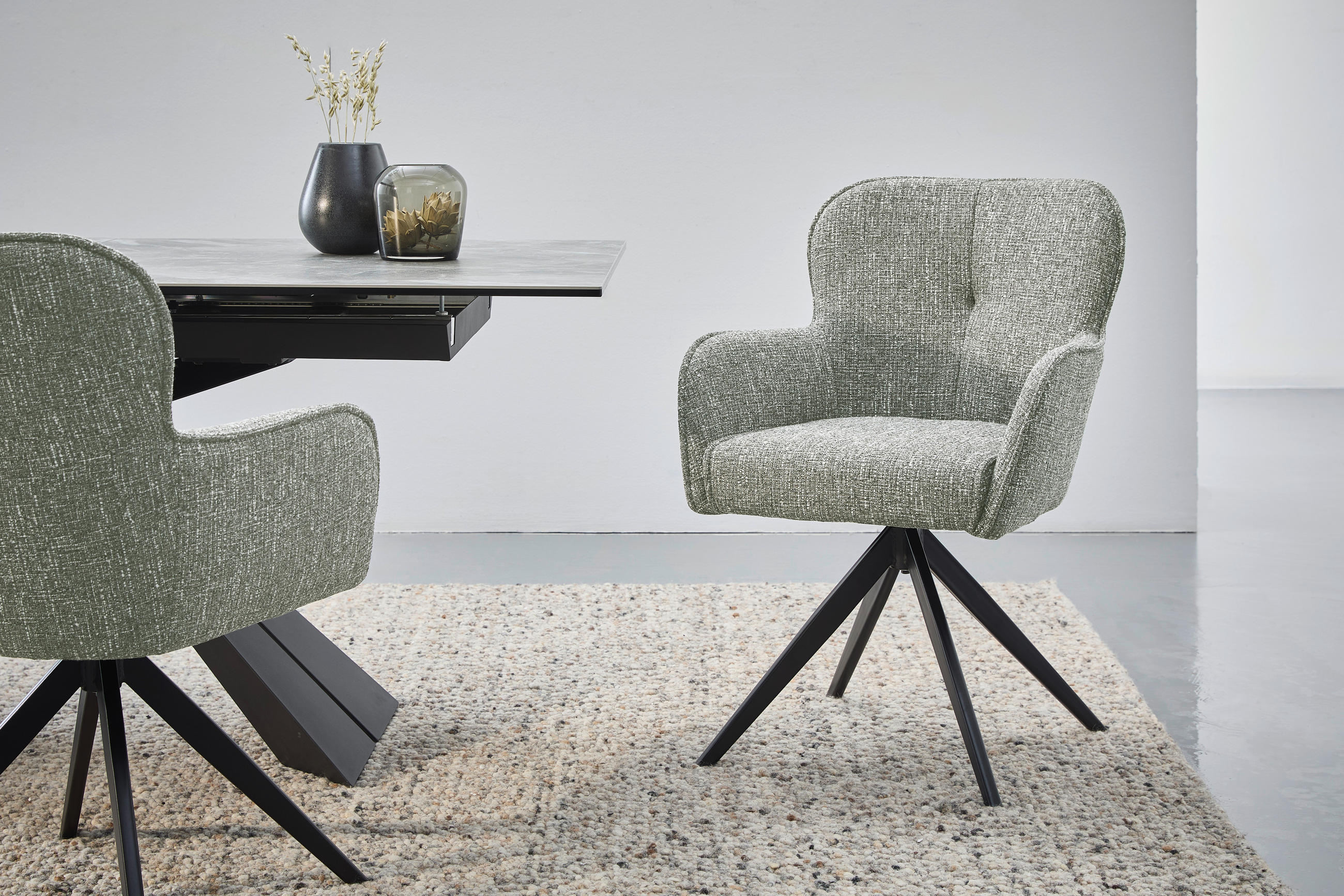 KAROSSZÉK zöld, fekete  - fekete/zöld, Design, textil/fém (62/88/65cm) - Novel