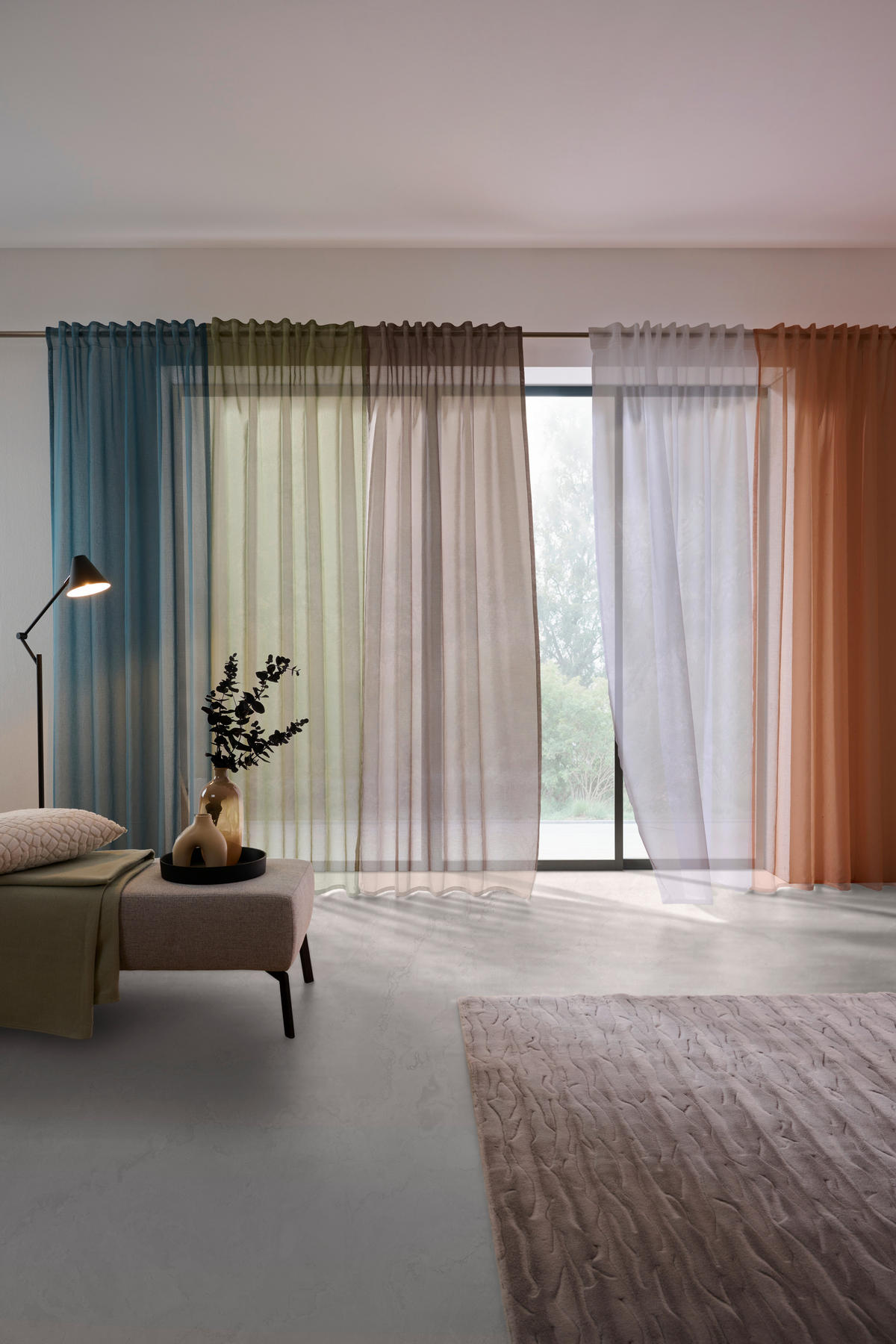 Draperie Confecționată transparent  - nisipiu, Basics, textil (140/245cm) - Boxxx