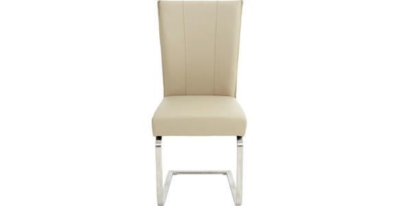 SCHWINGSTUHL in Leder, Metall Edelstahlfarben, Sandfarben - Sandfarben/Edelstahlfarben, Design, Leder/Metall (42/105/57cm) - Valnatura