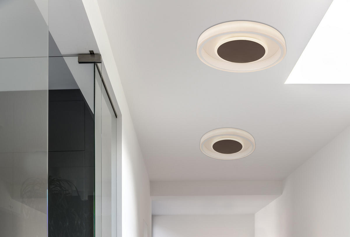 LED-DECKENLEUCHTE 50/9 cm   - Opal/Braun, KONVENTIONELL, Kunststoff/Metall (50/9cm) - Globo