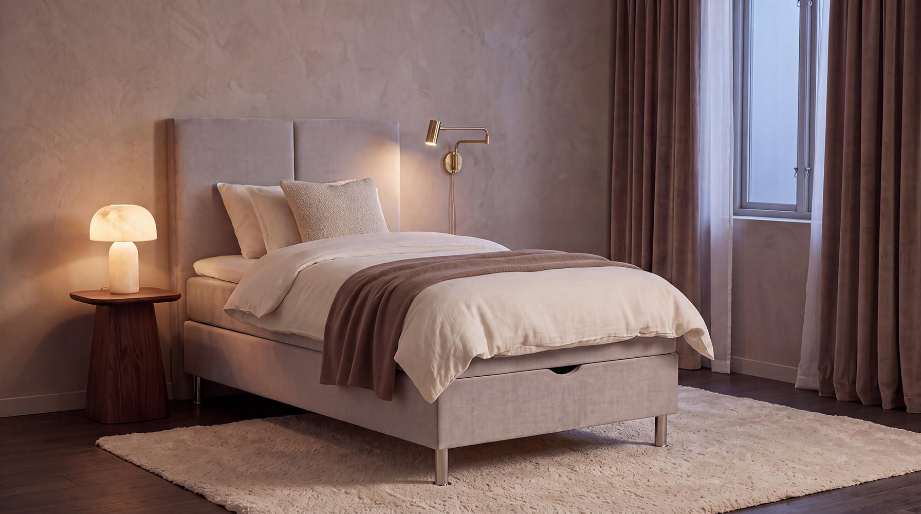 POSTELJA Z VZMETNICO 90 cm   x 200 cm  , les, tekstil, leseni material svetlo siva  - barve kroma/svetlo siva, Moderno, leseni material/tekstil (90/200cm) - Ti'me