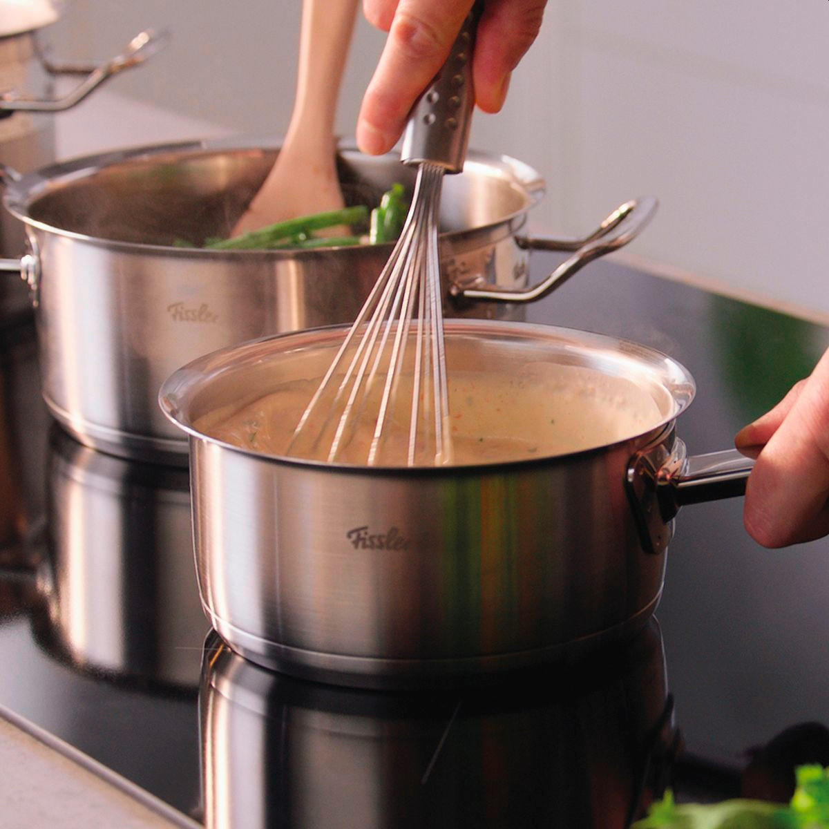 KOCHTOPFSET ORIGINAL-PROFI COLLECTION® 5-teilig  - Silberfarben, Design, Metall - Fissler