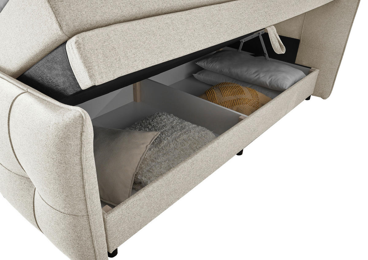BOXSPRINGBETT 160/200 cm  in Creme  - Creme/Schwarz, Modern, Holzwerkstoff/Kunststoff (160/200cm) - MID.YOU