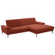 ECKSOFA  in Chenille, Flachgewebe Terracotta  284/180 cm  - Terracotta/Schwarz, Design, Textil/Metall (284/180cm) - Dieter Knoll