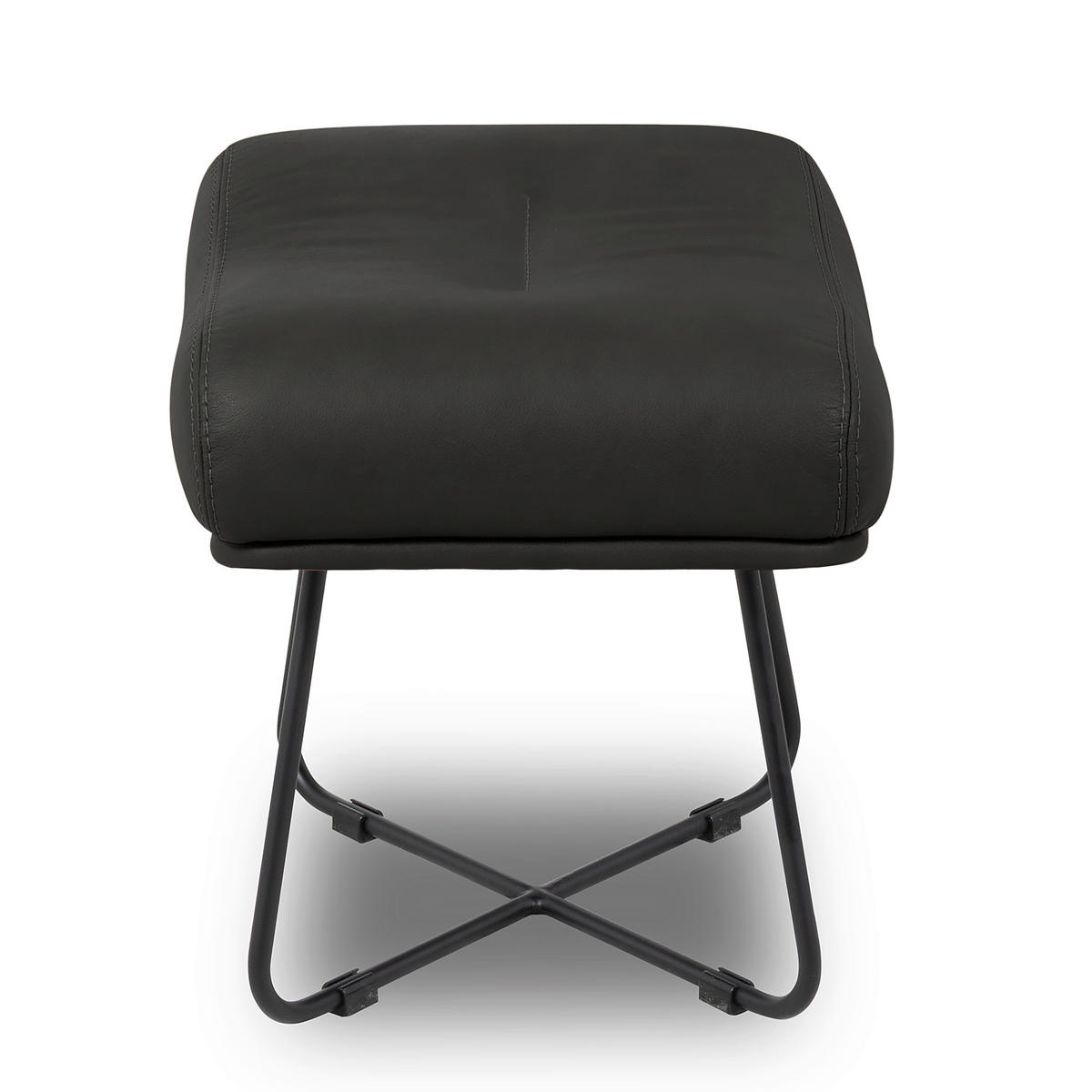 SESSELSET Echtleder Schwarz  - Kirschrot/Schwarz, Design, Leder/Metall (67/87/74cm) - Livetastic