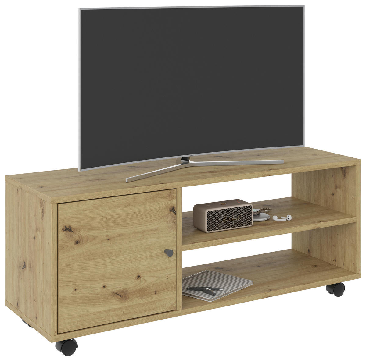 TV-ELEMENT hrast artisan  - antracit/hrast artisan, Basics, umetna masa/leseni material (100/42/33,5cm) - Boxxx