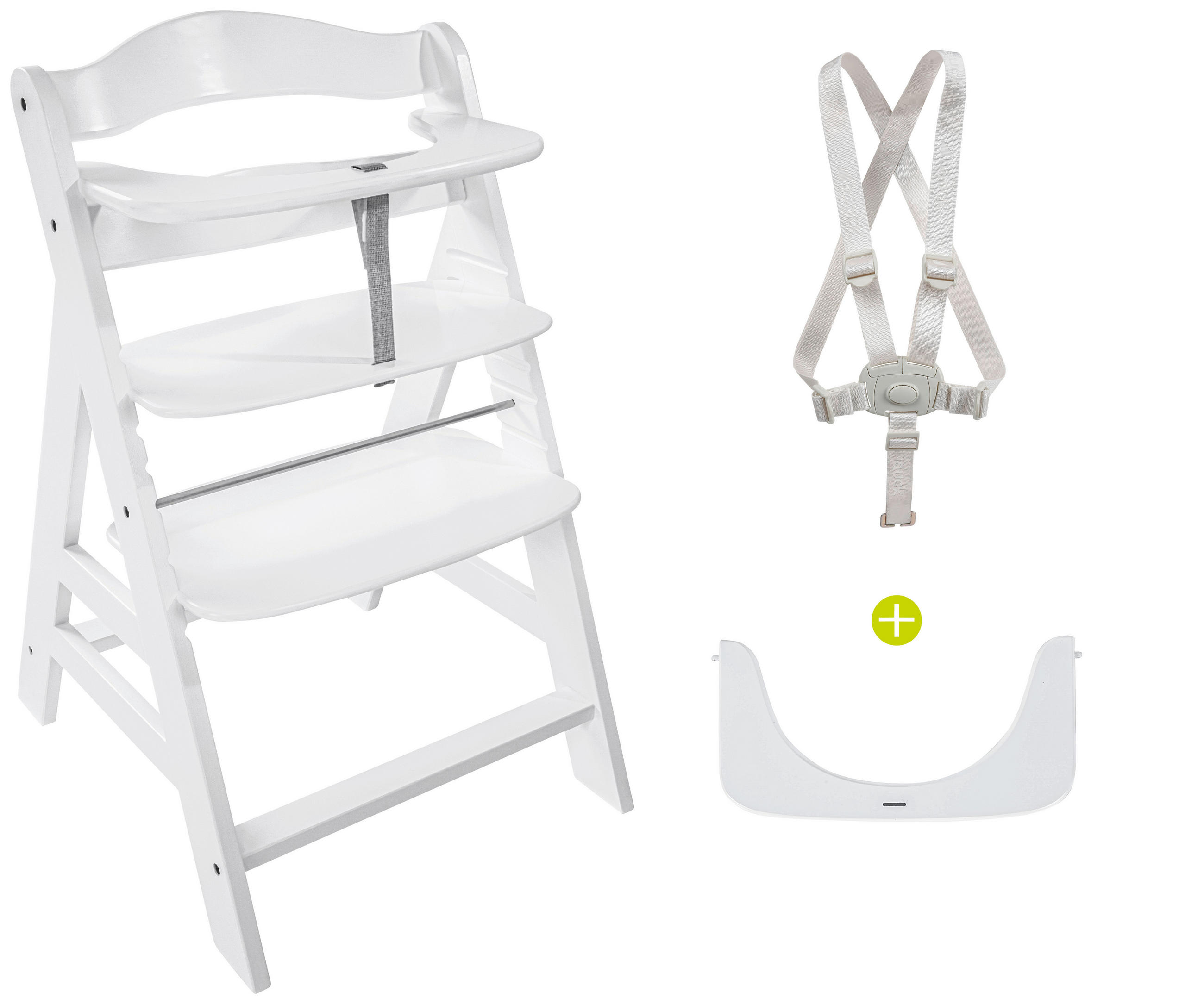VYSOKÁ ŽIDLE, buk, bílá - bílá, Basics, dřevo (56/80/48cm) - Hauck