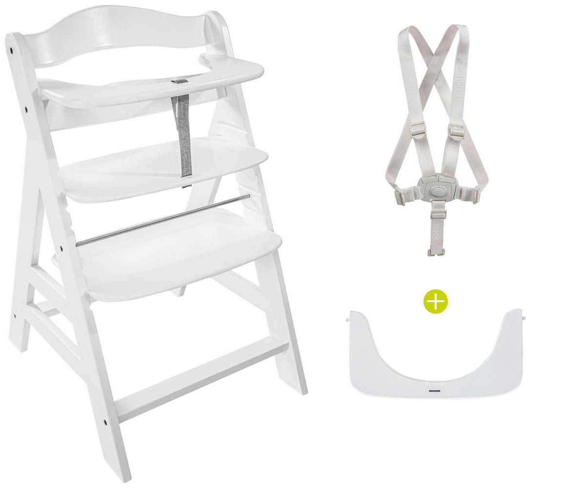 VYSOKÁ ŽIDLE, buk, bílá - bílá, Basics, dřevo (56/80/48cm) - Hauck