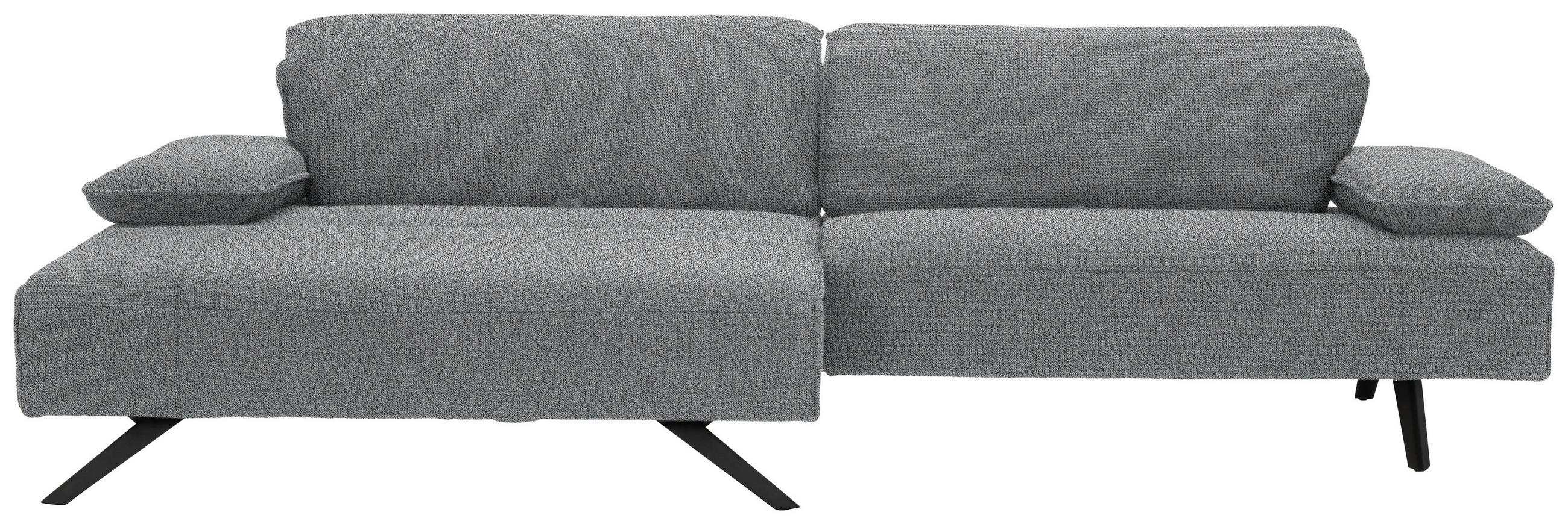 ECKSOFA in Flachgewebe Hellgrau  - Anthrazit/Hellgrau, Design, Textil/Metall (166/280cm) - Johann Jakob