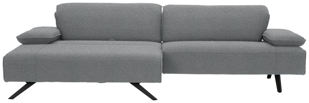 ECKSOFA in Flachgewebe Hellgrau  - Anthrazit/Hellgrau, Design, Textil/Metall (166/280cm) - Johann Jakob