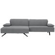 ECKSOFA in Flachgewebe Hellgrau  - Anthrazit/Hellgrau, Design, Textil/Metall (166/280cm) - Ambiente