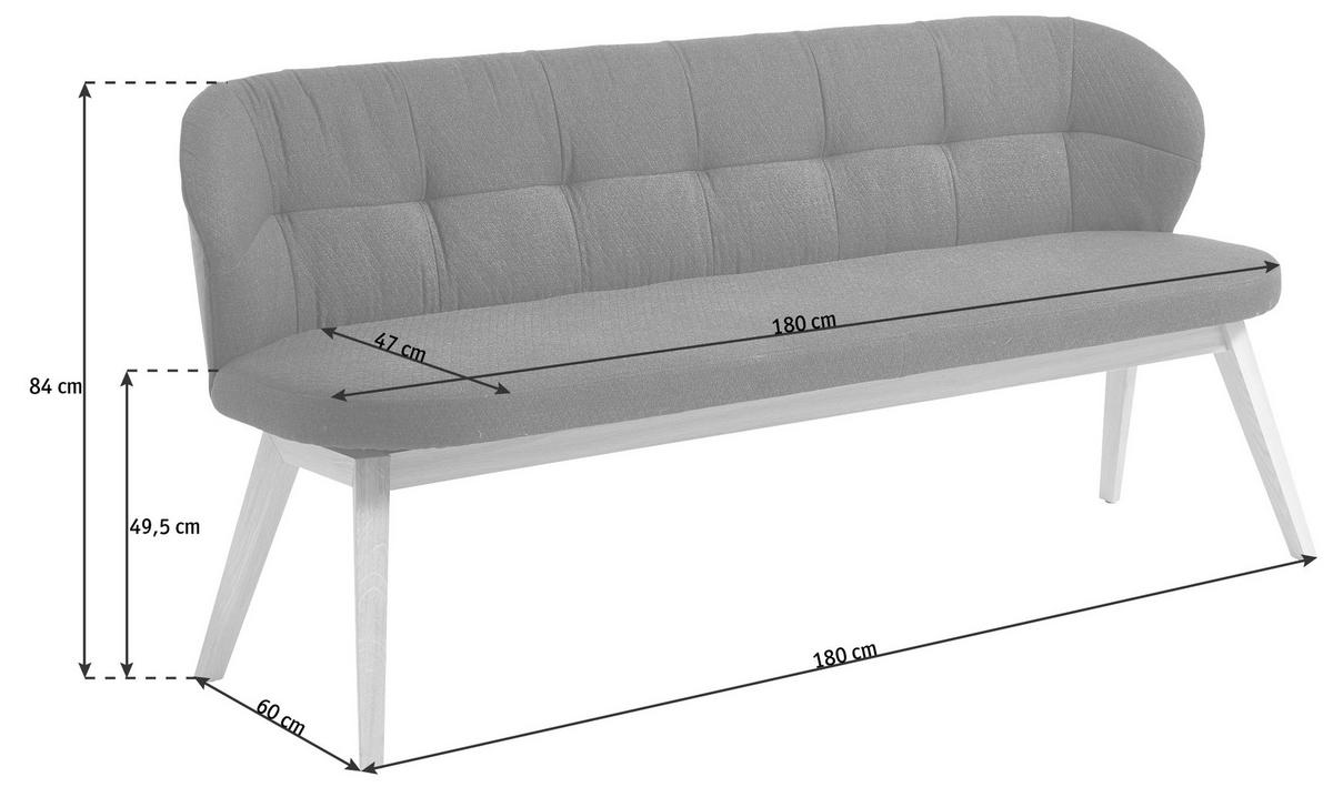 SITZBANK 188/84/60 cm  in Anthrazit, Schwarz, Eichefarben  - Eichefarben/Anthrazit, Natur, Leder/Holz (188/84/60cm) - Valnatura