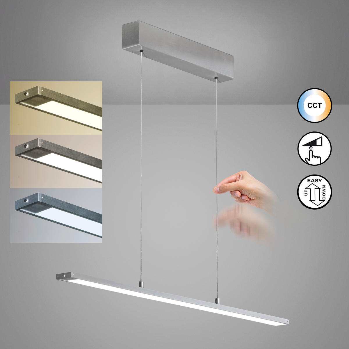 LED-HÄNGELEUCHTE Marlo   - Alufarben, Design, Glas/Metall (6/90cm) - Fischer & Honsel