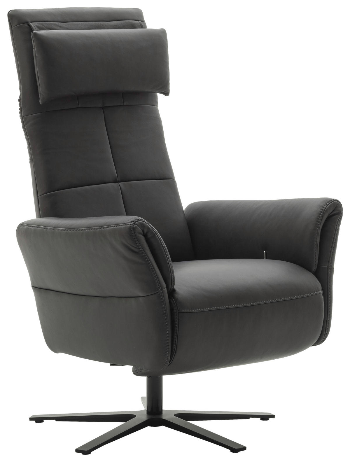 RELAXSESSEL in Leder Anthrazit  - Anthrazit/Schwarz, Design, Leder/Metall (81/92/120/82cm) - Schöner Wohnen