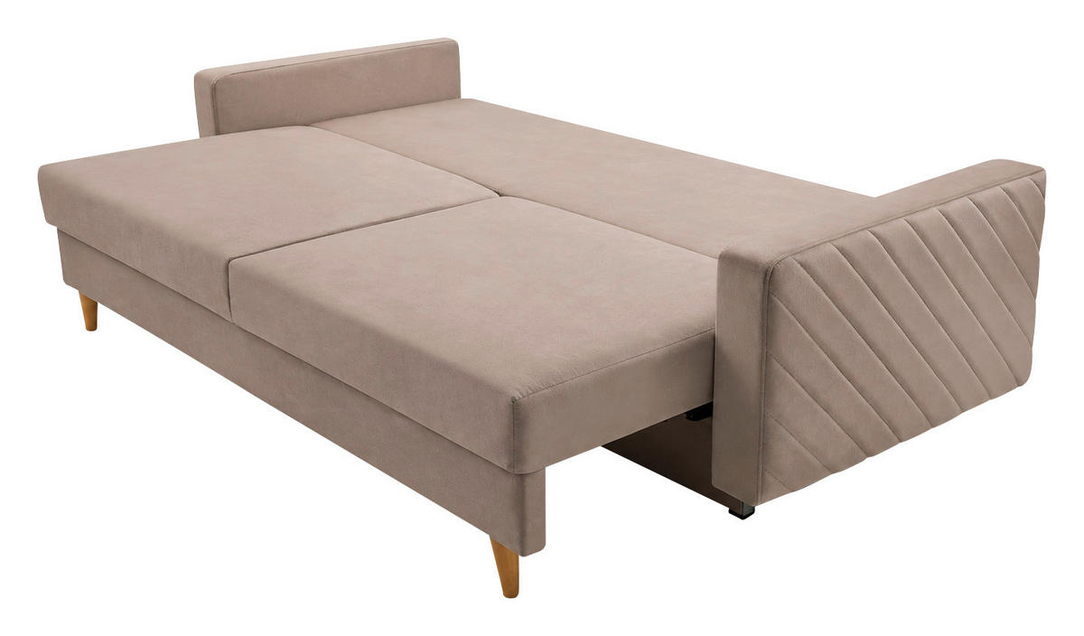 SCHLAFSOFA Hellbraun  - Hellbraun/Schwarz, Design, Holz/Kunststoff (230/96/97cm) - MID.YOU