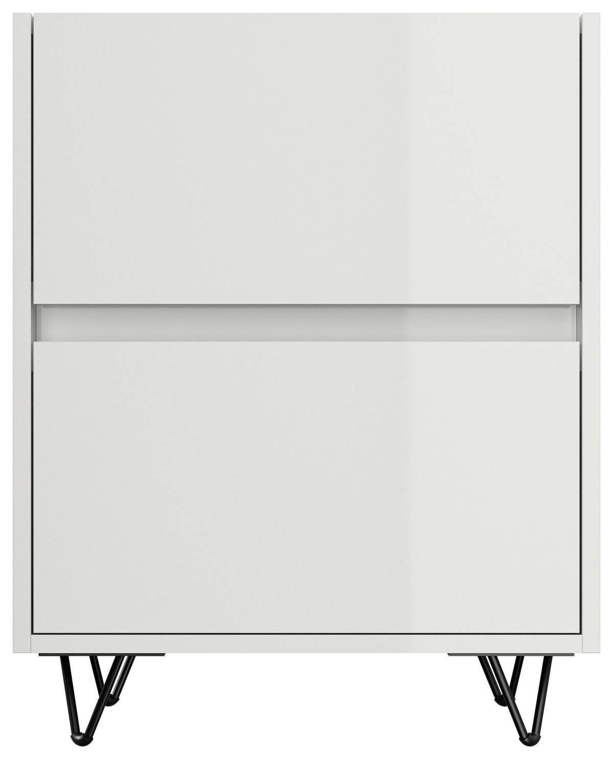 NACHTTISCH 51,2/65/42 cm  in Weiß Hochglanz  - Weiß Hochglanz/Schwarz, Basics, Holzwerkstoff/Metall (51,2/65/42cm) - MID.YOU