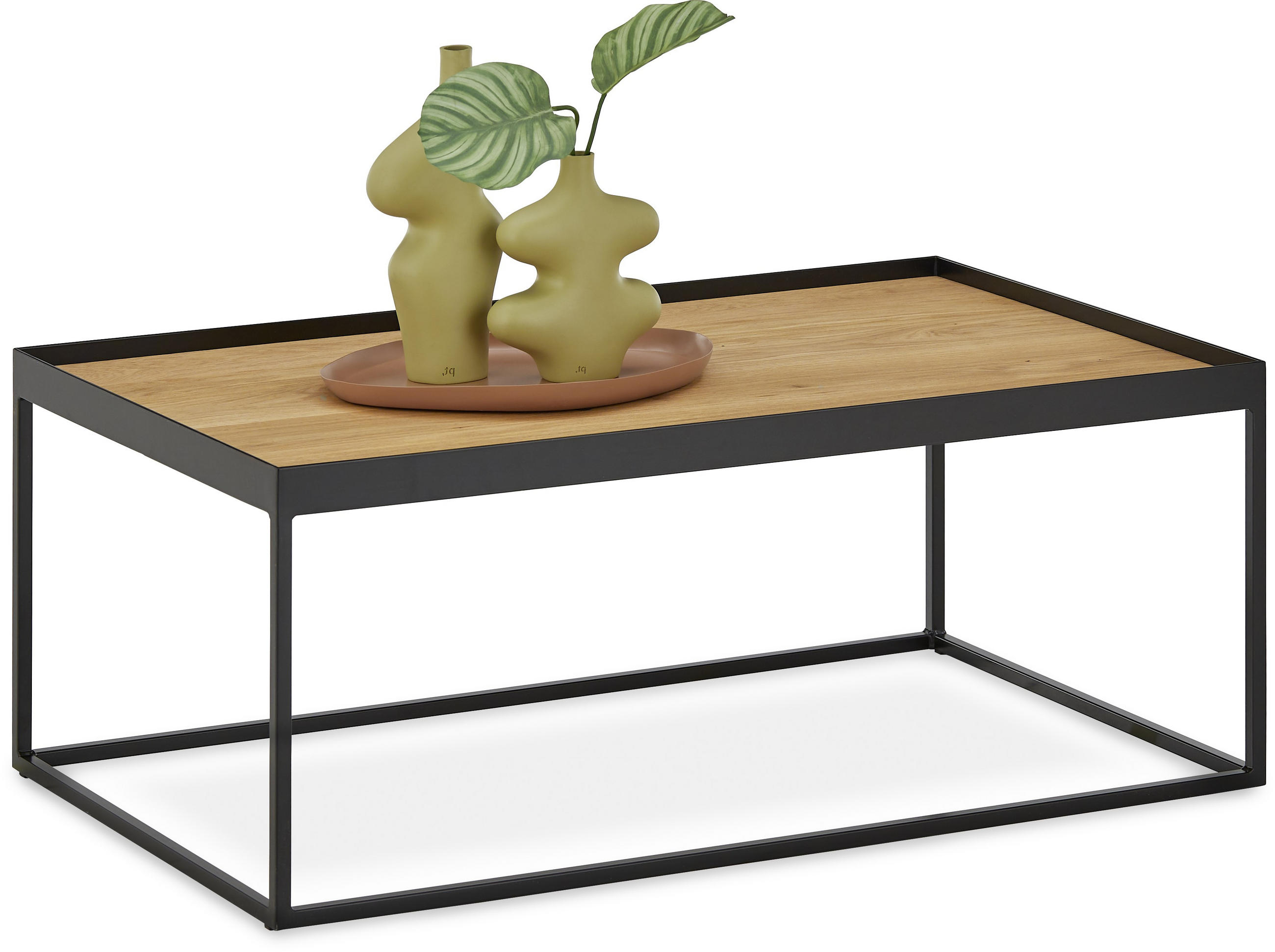 COUCHTISCH Eiche massiv 100/60/49 cm rechteckig Schwarz, Eichefarben  - Eichefarben/Schwarz, Natur, Holz/Metall (100/60/49cm) - SetOne by Musterring