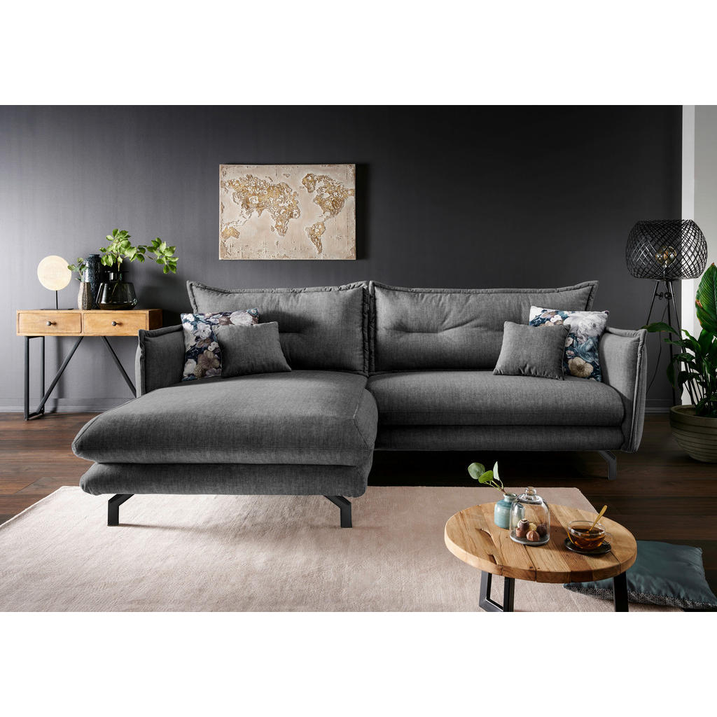 Thumbnail - Livetastic Ecksofa, Grau, Textil, 4-Sitzer, Füllung: Schaumstoff, L-Form, 255x180 cm, Made in Europe, Rücken echt, Armte...