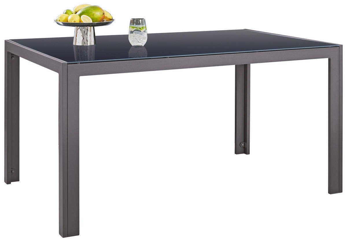 GARTENTISCH Metall, Glas Anthrazit rechteckig  - Anthrazit, Design, Glas/Metall (140/90/72cm) - Xora