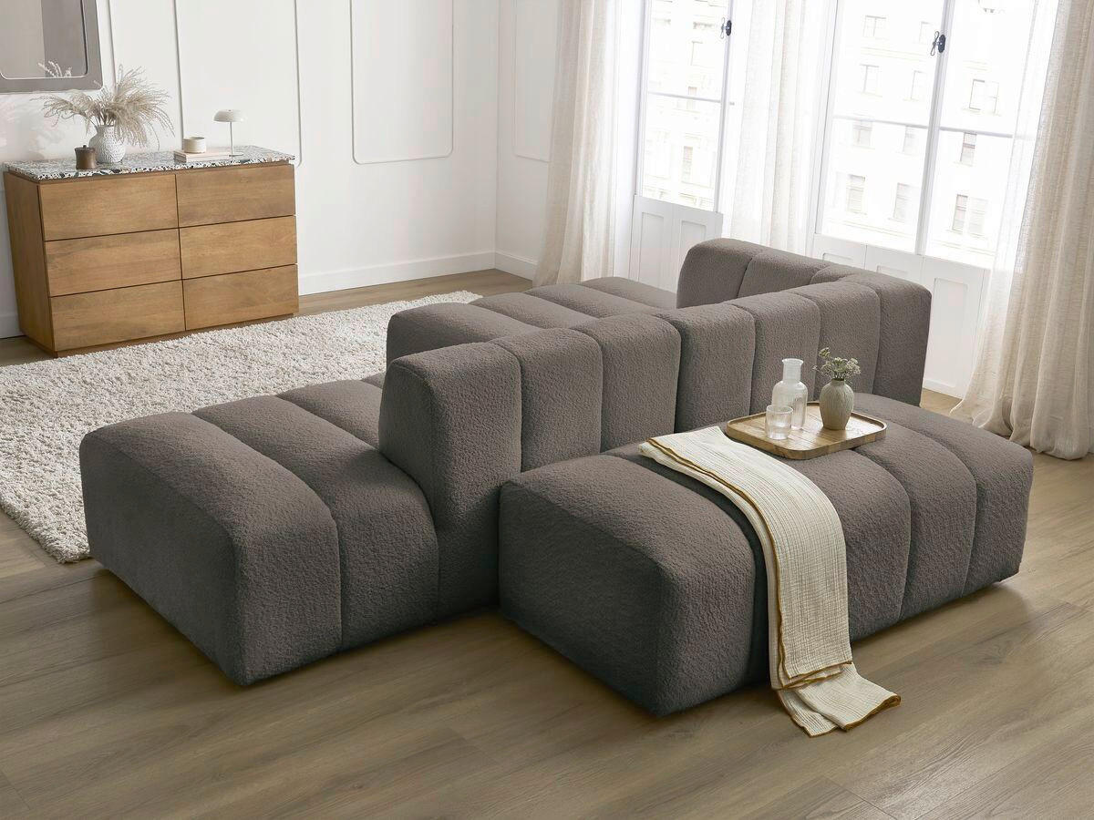 ECKSOFA  ANNECY Taupe Bouclé  - Taupe/Schwarz, MODERN, Kunststoff/Textil (170/262cm)