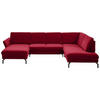 WOHNLANDSCHAFT in Velours Rot  - Rot/Schwarz, Design, Textil/Metall (179/335/220cm) - Beldomo System