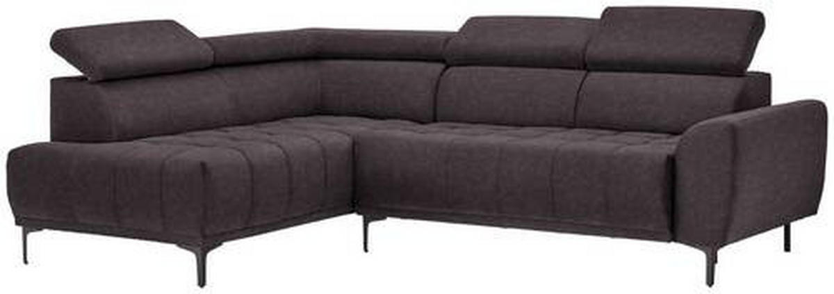 ECKSOFA in Velours Dunkelbraun  - Dunkelbraun/Schwarz, Design, Textil/Metall (191/261cm) - Stylife