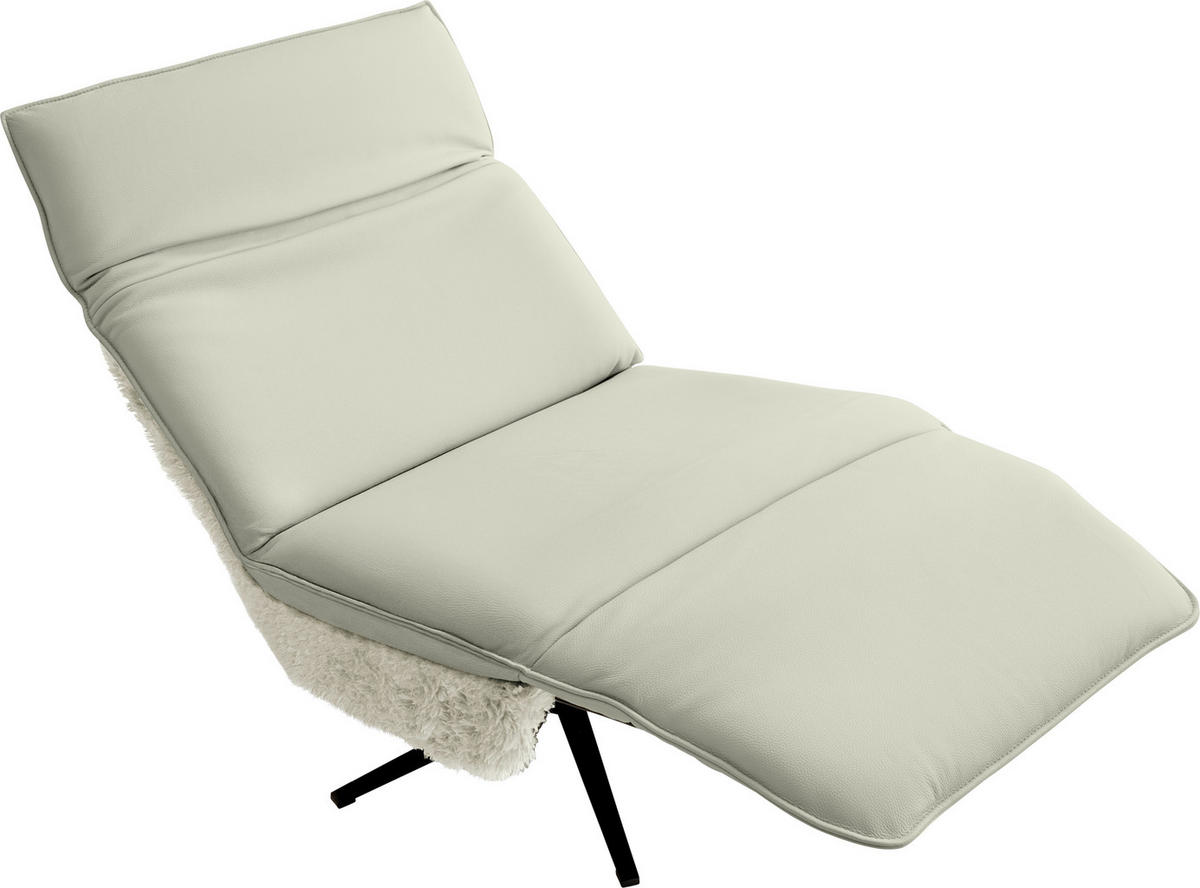 SESSEL in Hochflor Echtleder Weiß  - Schwarz/Weiß, Design, Leder/Textil (84/65/91cm) - Koinor