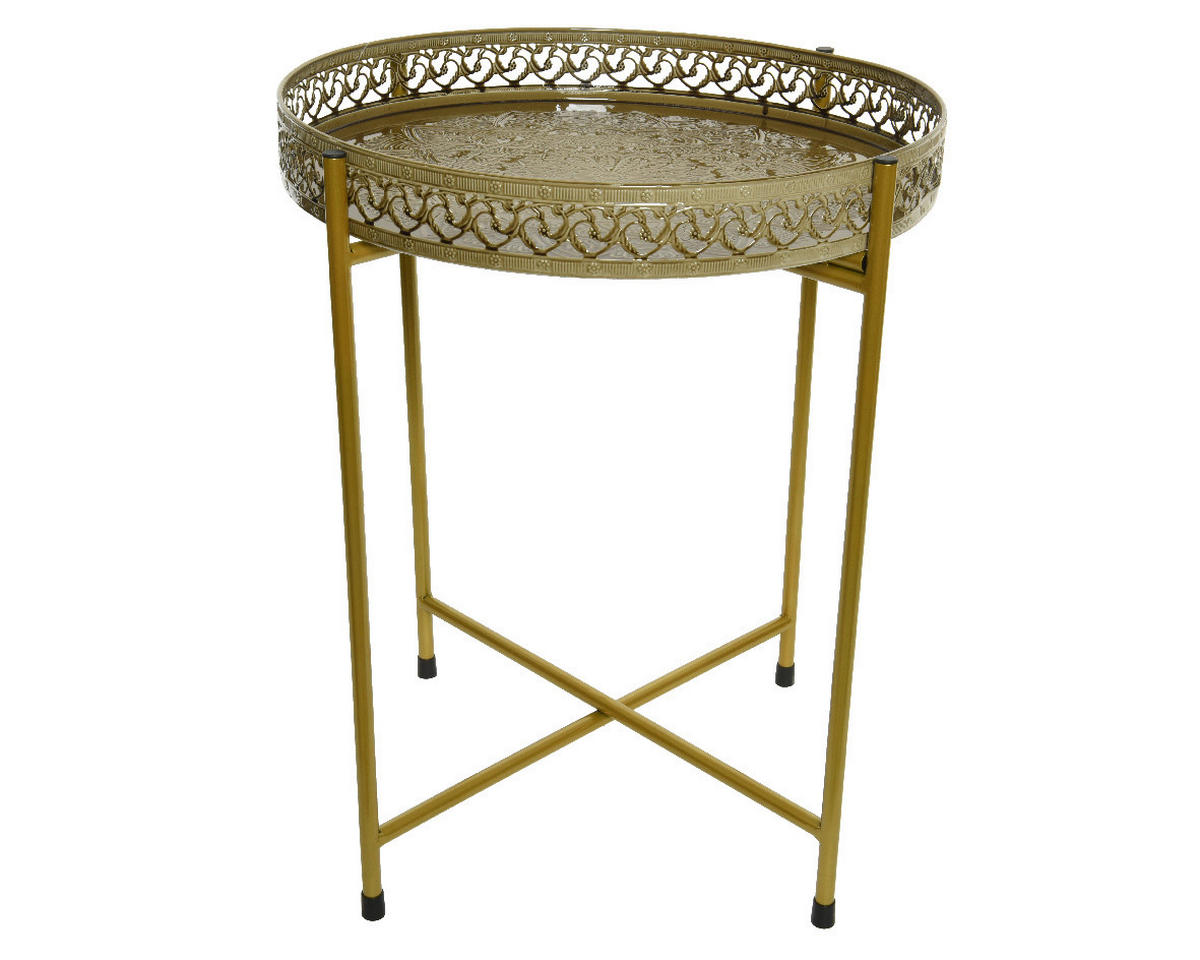 ODKLÁDACÍ STOLEK, zelená - zelená/barvy zlata, Trend, kov (43/43/50cm) - Ambia Home