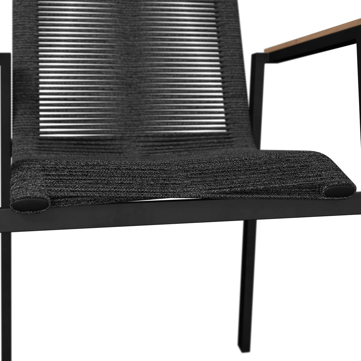 STAPELSESSEL Teakholz Aluminium Anthrazit, Schwarz, Teakfarben  - Anthrazit/Schwarz, Design, Holz/Textil (56/90/66cm) - Amatio