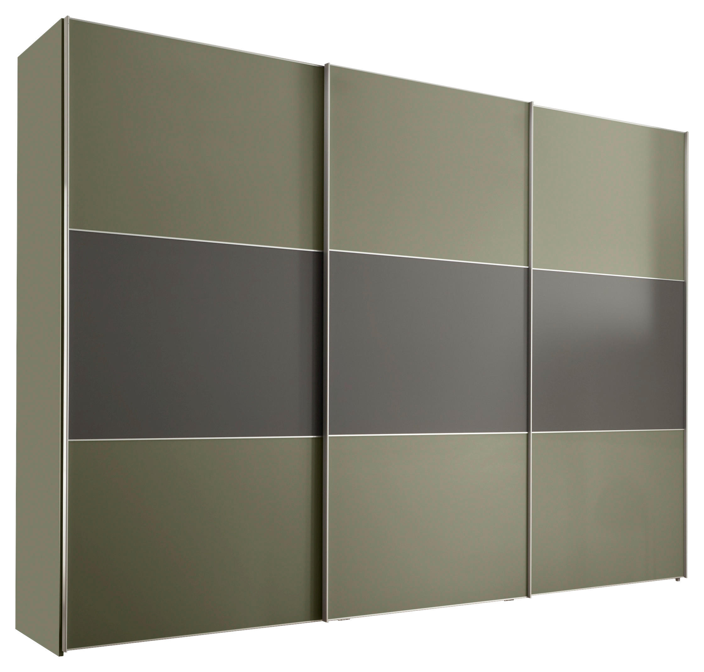 SCHWEBETÜRENSCHRANK 280/222/68 cm 3-türig Anthrazit, Salbeigrün  - Salbeigrün/Anthrazit, Design, Holzwerkstoff/Metall (280/222/68cm) - Moderano
