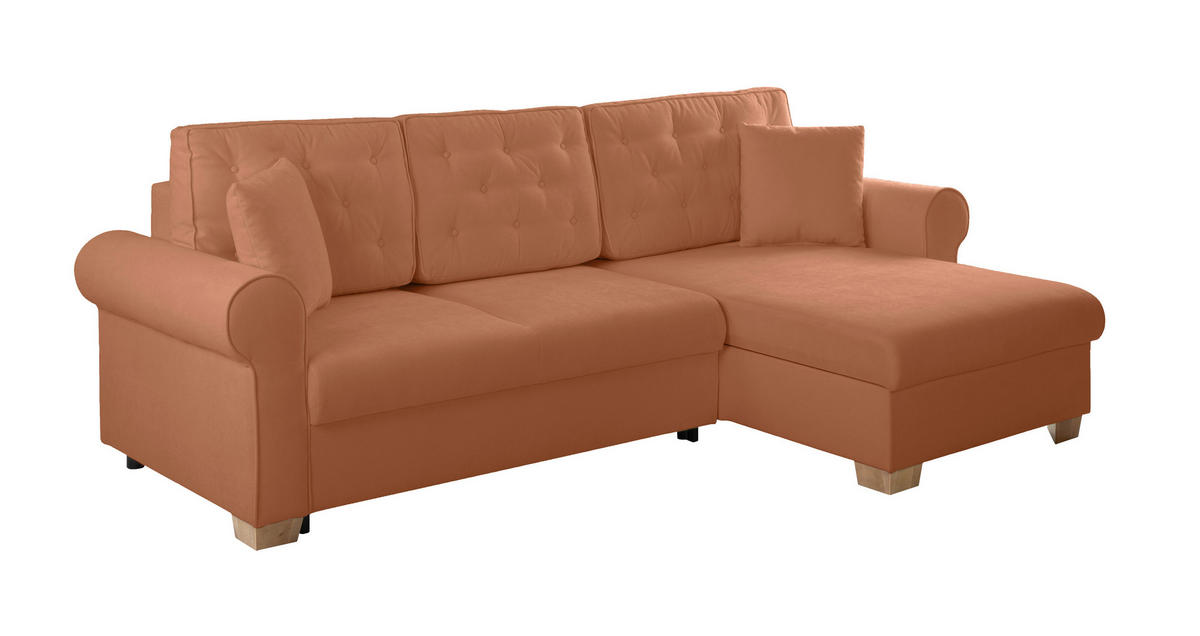 ECKSOFA in Rostfarben  - Rostfarben/Buchefarben, Design, Holz/Textil (266/161cm) - MID.YOU