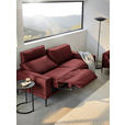 2,5-SITZER in Leder Bordeaux  - Bordeaux/Schwarz, Design, Leder/Metall (200/102/92cm) - Johann Jakob