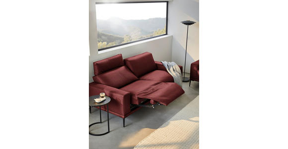 2,5-SITZER in Leder Bordeaux - Bordeaux/Schwarz, Design, Leder/Metall (200/102/92cm) - Johann Jakob