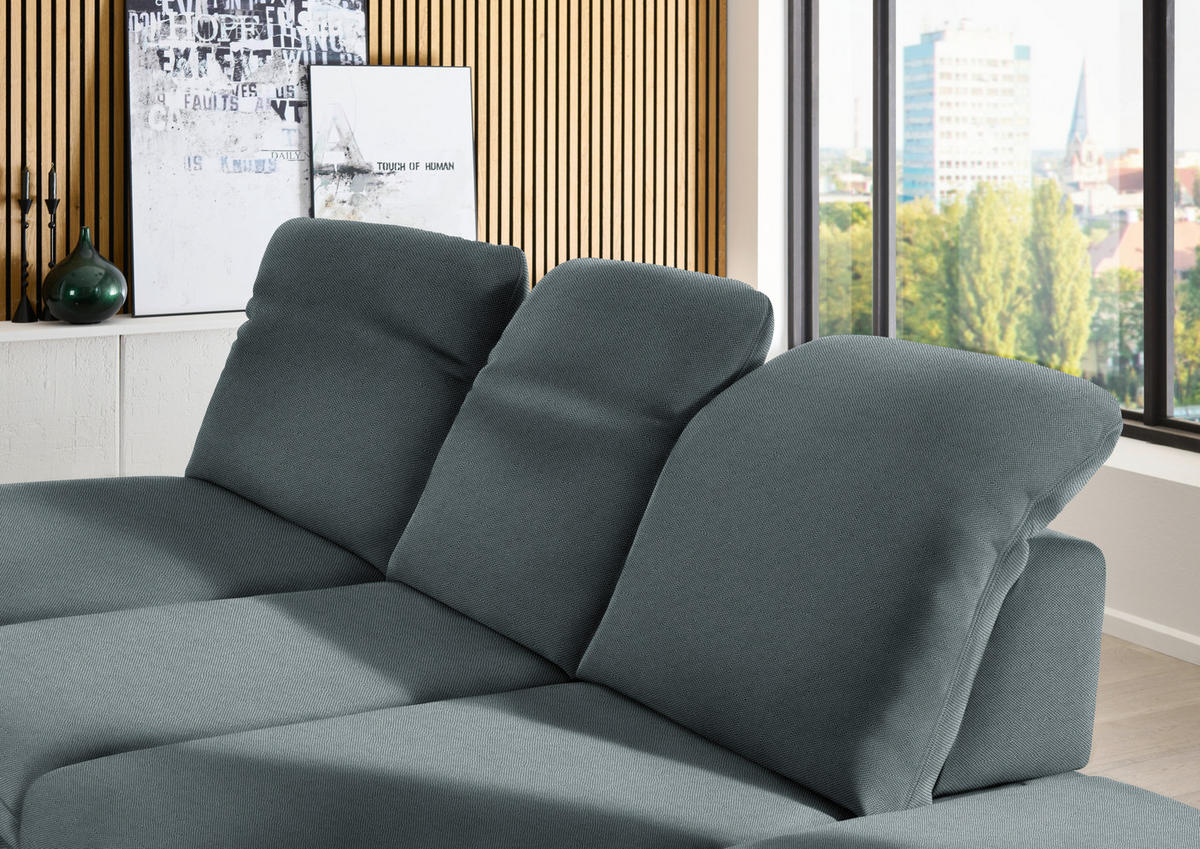 ECKSOFA Chenille Blau  - Blau/Schwarz, Design, Textil/Metall (198/288cm) - Beldomo Style
