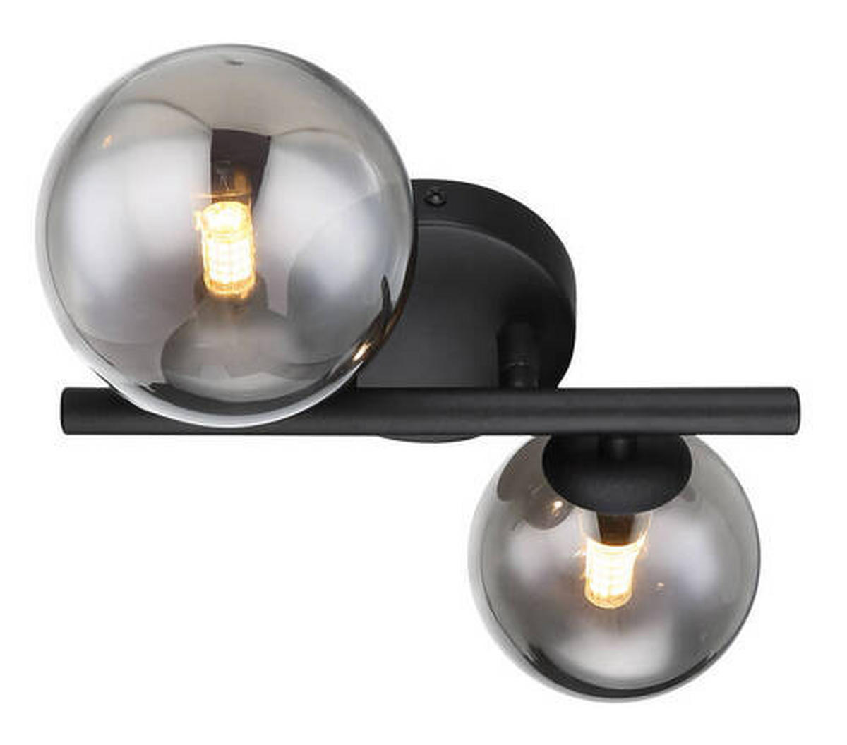 LED-WANDLEUCHTE - Schwarz, Design, Glas/Metall (24/25/12,5cm) - Globo