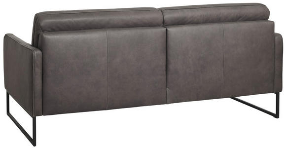 3-SITZER-SOFA in Leder Braun - Anthrazit/Braun, Design, Leder/Metall (198/86/94cm) - Johann Jakob
