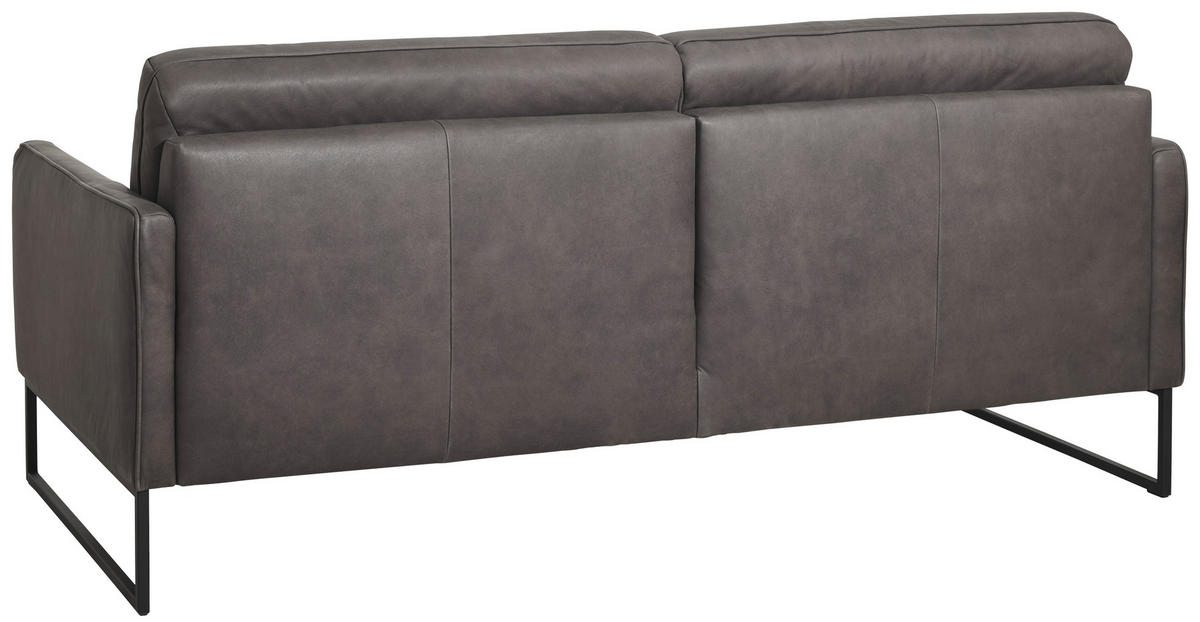 3-SITZER-SOFA in Echtleder Braun  - Anthrazit/Braun, Design, Leder/Metall (198/86/93cm) - Johann Jakob