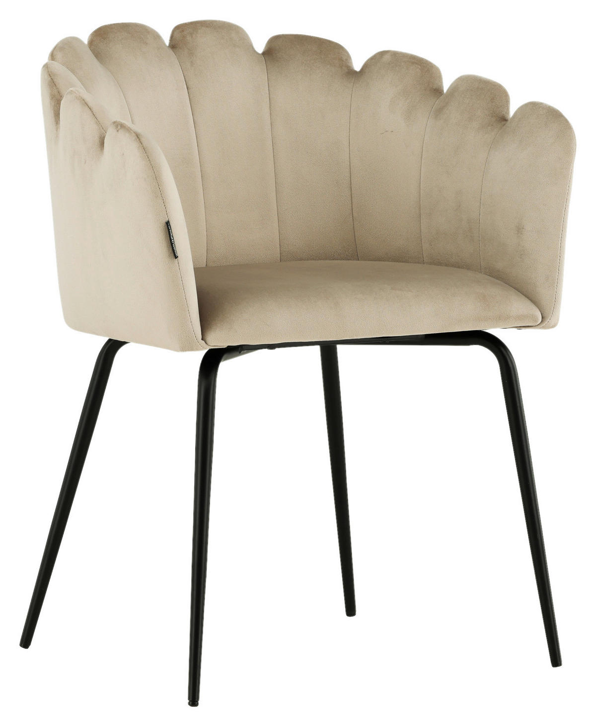 STUHL Samt Schwarz, Beige  - Beige/Schwarz, Design, Textil/Metall (52/76.5/51cm) - Livetastic
