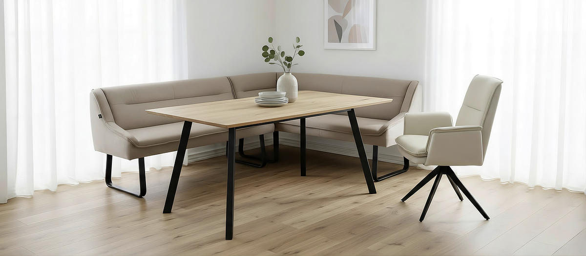 ESSTISCH - Eichefarben/Schwarz, LIFESTYLE, Holz/Metall (160/90/75cm) - Linea Natura